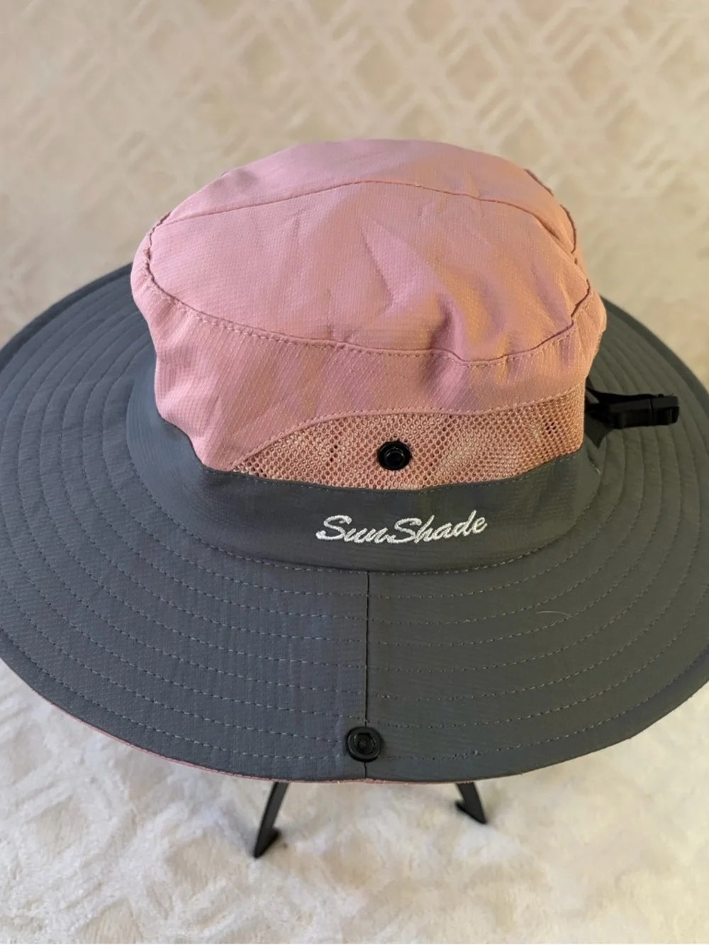 SunShade Kids Wide Brim Sun Hat‎ Pink Gray Boonie Outdoor Fishing Hiking